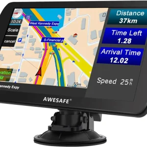 AWESAFE GPS Voiture Camion Écran Tactile 9 Pouces FM Bluetooth Cartes 2025 Mises à Jour Annuelles Gratuites