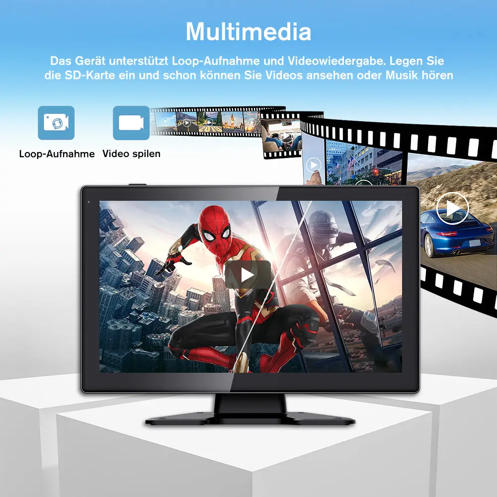 AWESAFE Kabelloses Rückfahrkamera-System mit 4 Kameras 10,1 Zoll Monitor für große Fahrzeuge, SD-Karte, Bildzoom, Loop-Video, 4-Kanal-Display – Image 7