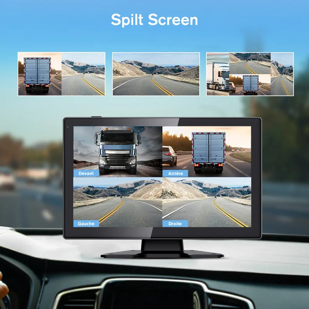 AWESAFE Kabelloses Rückfahrkamera-System mit 4 Kameras 10,1 Zoll Monitor für große Fahrzeuge, SD-Karte, Bildzoom, Loop-Video, 4-Kanal-Display – Image 9