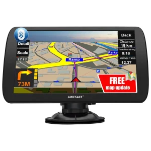 AWESAFE GPS Navigationsgerät Auto 9 Zoll mit Bluetooth FM 2D 3D Karten Sprachausgabe inklusive Europa Karte 2025 jährliche kostenlose Updates