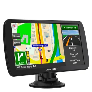 AWESAFE GPS Navigationsgerät 9 Zoll Touchscreen mit Sprachausgabe FM für Auto Taxi LKW Europa Karte 2025 inklusive kostenlosen Updates