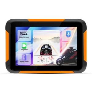 AWESAFE Moto Carplay sans Fil, Portable CarPlay et Android Auto pour Moto, 5 Pouces IPS Écran Tactile Étanche IP68 avec Parasol,Pression des pneus Intégrée,Prend en Charge Double Bluetooth Navigation