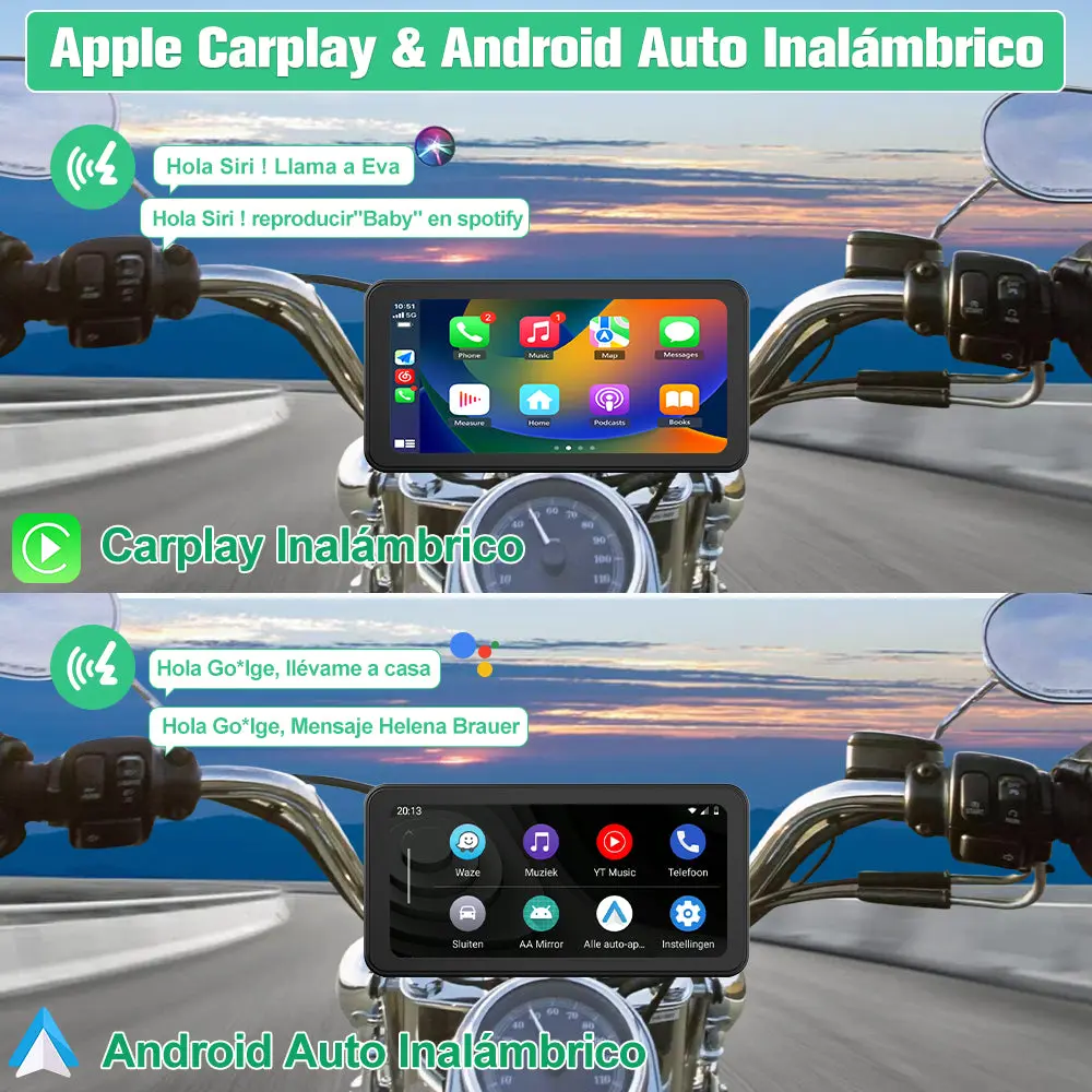 AWESAFE Motocicleta de 6,25 Pulgadas CarPlay, navegador GPS, portátil inalámbrico CarPlay y Android Auto, IPx8 Impermeable antirrobo, Soporte para Siri/Google Assistant. – Image 4