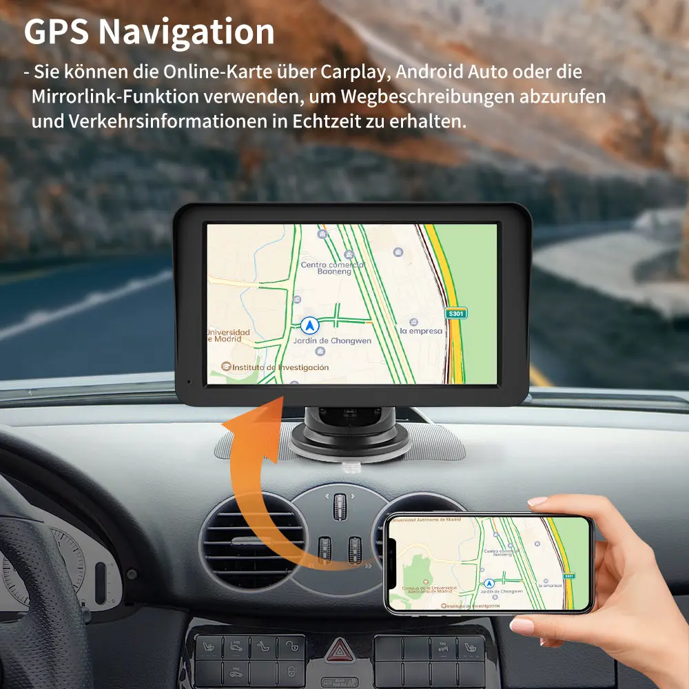 AWESAFE Navigationsgeräte für Auto mit CarPlay und Android Auto, Mirrorlink, Bluetooth, Navi für LKW PKW KFZ, 7 Zoll Touchscreen GPS Navigation – Image 4