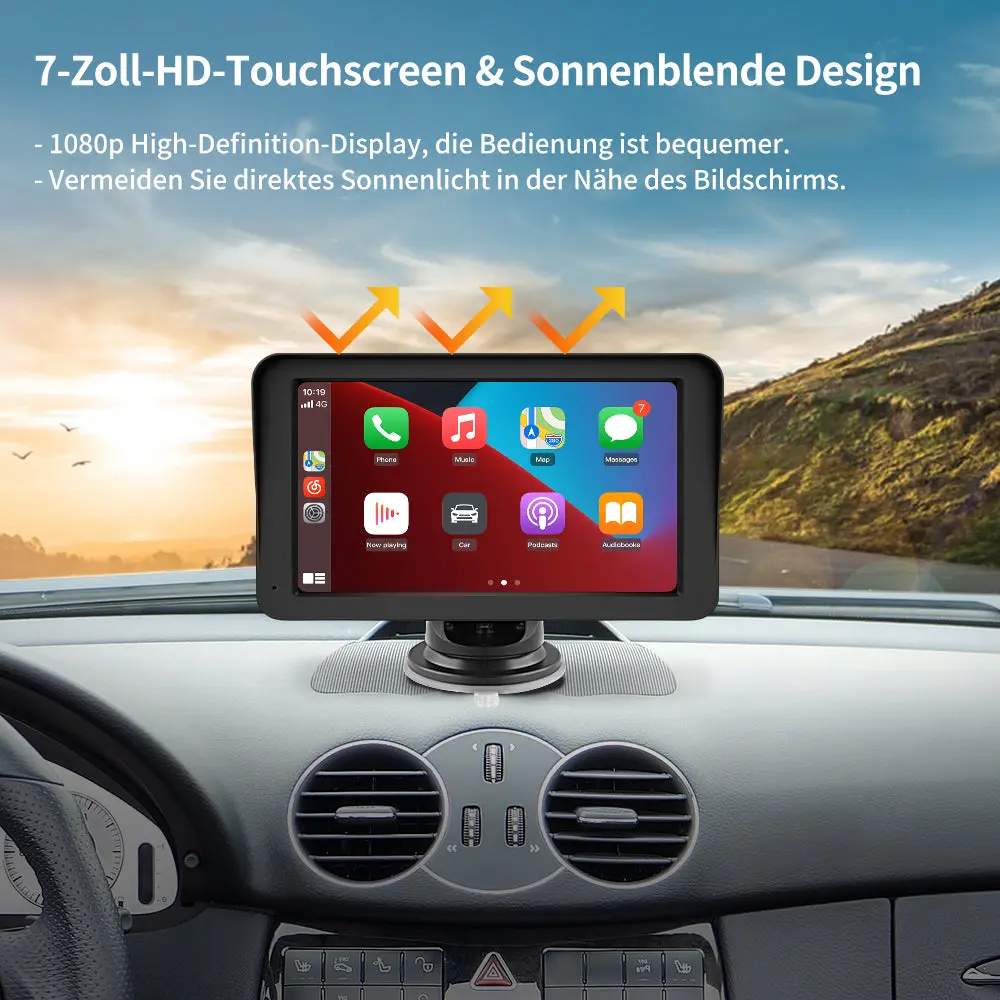 AWESAFE Navigationsgeräte für Auto mit CarPlay und Android Auto, Mirrorlink, Bluetooth, Navi für LKW PKW KFZ, 7 Zoll Touchscreen GPS Navigation – Image 6