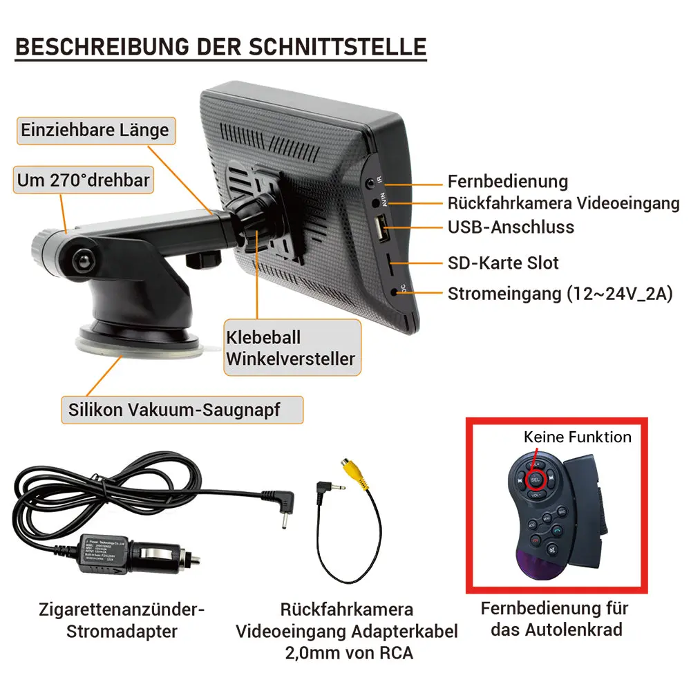 AWESAFE Navigationsgeräte für Auto mit CarPlay und Android Auto, Mirrorlink, Bluetooth, Navi für LKW PKW KFZ, 7 Zoll Touchscreen GPS Navigation – Image 8