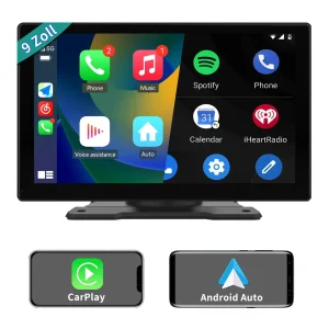 AWESAFE Navigationsgeräte mit CarPlay und Android Auto, Bluetooth, Mirrorlink, 9 Zoll Touchscreen, GPS Navigation für Auto LKW PKW KFZ