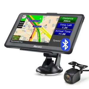 AWESAFE Navigatore Satellitare per Auto 7 Pollici Schermo Touch Bluetooth FM Auto Taxi Furgoni Telecamera Retrovisiva Mappe Preinstallate
