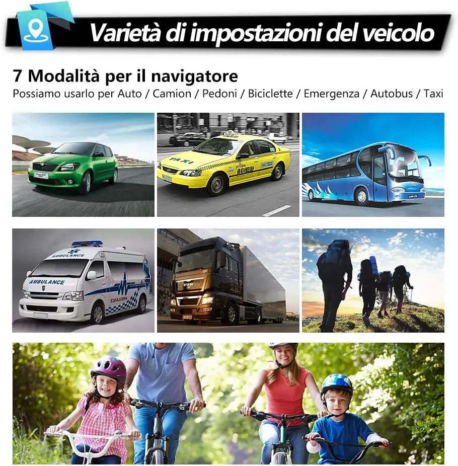 AWESAFE Navigatore Satellitare per Auto 7 Pollici Schermo Touch Bluetooth FM Auto Taxi Furgoni Telecamera Retrovisiva Mappe Preinstallate – Image 4