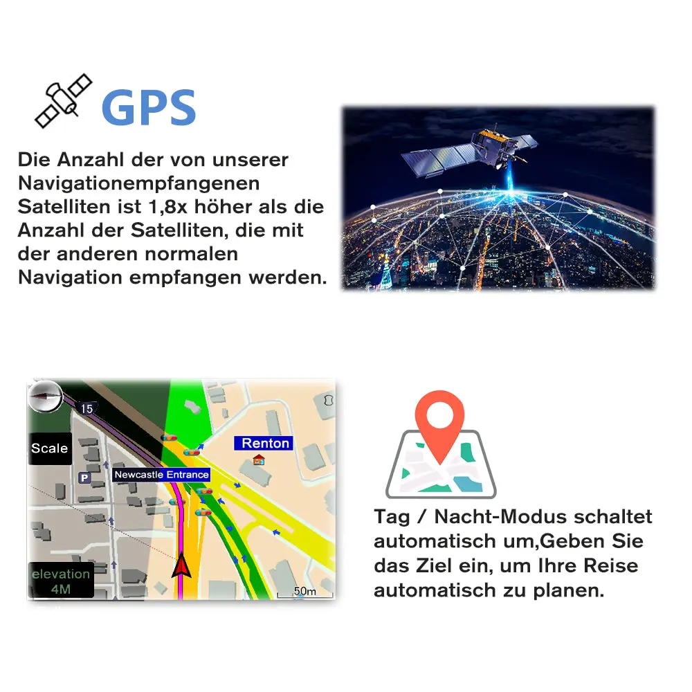 AWESAFE GPS Navi 7 Zoll Touchscreen Bluetooth reversibel integrierte Installation Europa Karten 2025 jährliche kostenlose Updates – Image 7