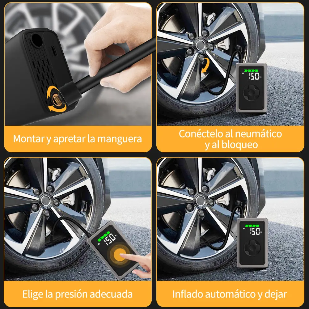 AWESAFE Portable Electric Air Compressor - Compresor de aire portátil (3-150 psi, 5 modos, batería de 6500mAh, carga USB-C, pantalla LED&Linterna LED), negro Inflador de Neumático – Image 5