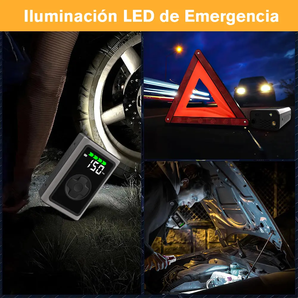 AWESAFE Portable Electric Air Compressor - Compresor de aire portátil (3-150 psi, 5 modos, batería de 6500mAh, carga USB-C, pantalla LED&Linterna LED), negro Inflador de Neumático – Image 8