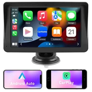 AWESAFE Portable Wireless Apple Carplay and Android Auto Car Radio Stereo, 7 inches IPS Touchscreen Multimedia Player