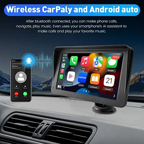 AWESAFE Portable Wireless Apple Carplay and Android Auto Car Radio Stereo, 7 inches IPS Touchscreen Multimedia Player – Image 6