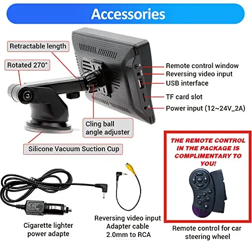 AWESAFE Portable Wireless Apple Carplay and Android Auto Car Radio Stereo, 7 inches IPS Touchscreen Multimedia Player – Image 7