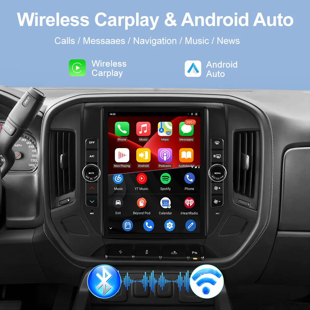 AWESAFE Qualcomm 8-Core 4GB RAM + 64GB ROMCar Radio Stereo for Chevy Silverado GMC Sierra 2014 2015 2016 2017 2018,12.1 inch Touch Screen with CarPlay & Android Auto – Image 4