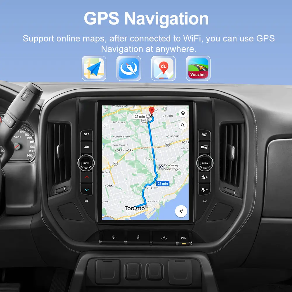 AWESAFE Qualcomm 8-Core 4GB RAM + 64GB ROMCar Radio Stereo for Chevy Silverado GMC Sierra 2014 2015 2016 2017 2018,12.1 inch Touch Screen with CarPlay & Android Auto – Image 8