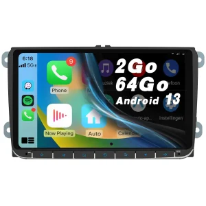 AWESAFE 9'' Autoradio Android 13 pour Volkswagen Construit en Carplay/Android Auto SWC GPS Bluetooth WiFi RDS FM Radio