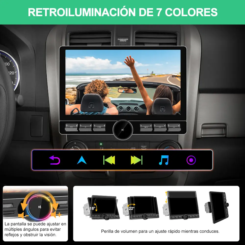 AWESAFE 2DIN Radio Estéreo para Coche con Android 13 4GB+64GB, Pantalla Táctil Rotatoria de 10.6 Pulgadas, Bluetooth, 4G, GPS, Radio FM/AM, Receptor, CarPlay y Android Auto Inalámbricos – Image 6