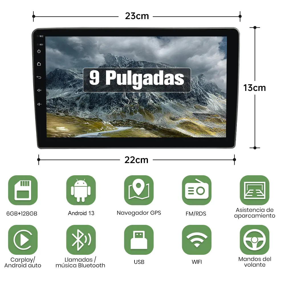 AWESAFE Radio de Coche Android 13 de 9 pulgadas 6G+128G para Peugeot 407 2004-2008 con Bluetooth, GPS, FM, CarPlay inalámbrico y Android Auto – Image 3