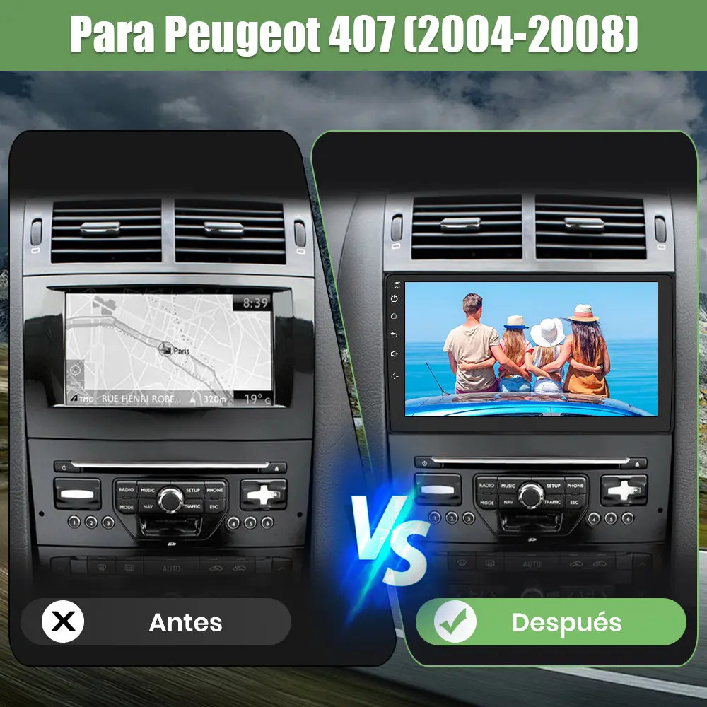 AWESAFE Radio de Coche Android 13 de 9 pulgadas 6G+128G para Peugeot 407 2004-2008 con Bluetooth, GPS, FM, CarPlay inalámbrico y Android Auto – Image 4