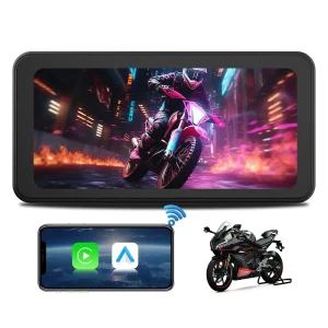 AWESAFE Schermo Carplay Per Moto Senza Fili Touchscreen Navigatore GPS da 6.25 pollici IPX8 con scheda SD Dashcam 2K Android Auto adatto a tutti i tipi di motociclette