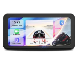 AWESAFE Système moto avec écran tactile 6,25 pouces, CarPlay et Android Auto sans fil, navigateur GPS intégré, étanche IPX8, antivol et assistance vocale Siri/Google Assistant