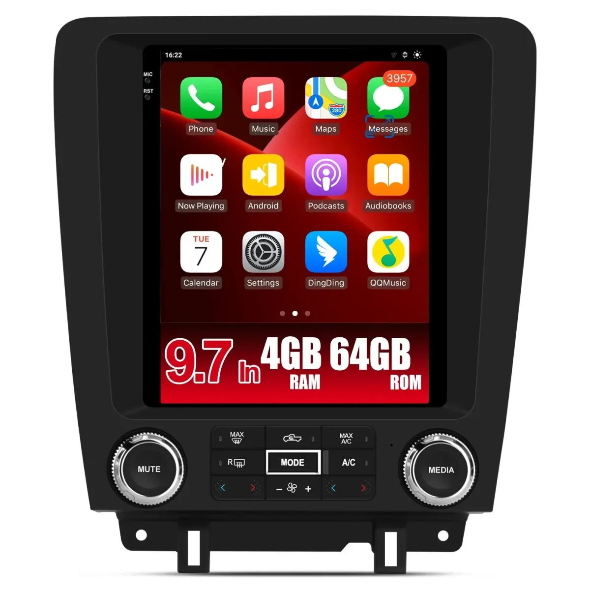 AWESAFE 4GB RAM+64G ROM New Upgrade Car Radio for Ford Mustang 2010-2014,9.7 inch Touchscreen Android 13 Stereo Navigation Replacement, 8core CPU,Carplay and Android Auto,Keep SWC, Black