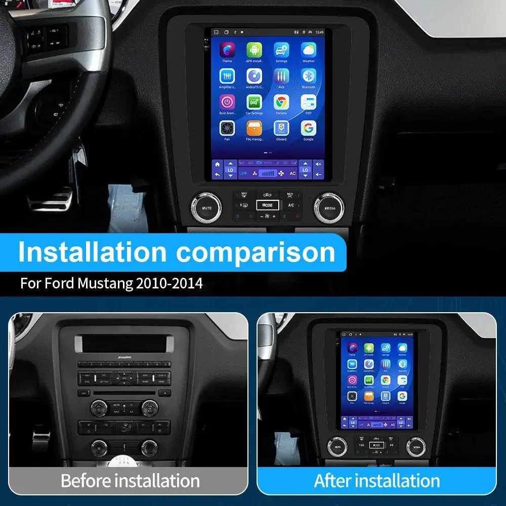 AWESAFE 4GB RAM+64G ROM New Upgrade Car Radio for Ford Mustang 2010-2014,9.7 inch Touchscreen Android 13 Stereo Navigation Replacement, 8core CPU,Carplay and Android Auto,Keep SWC, Black – Image 3