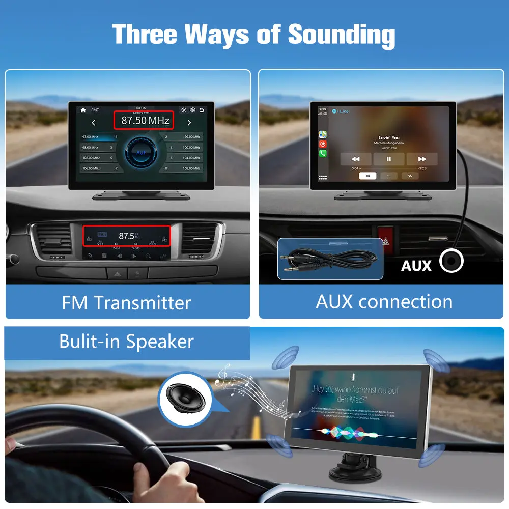 AWESAFE 9 Inch Wireless Carplay Android Auto Screen Car Stereo Radio, Portable Car Radio Receiver Compatible with Bluetooth Online GPS Navigation Voice Control – Image 6