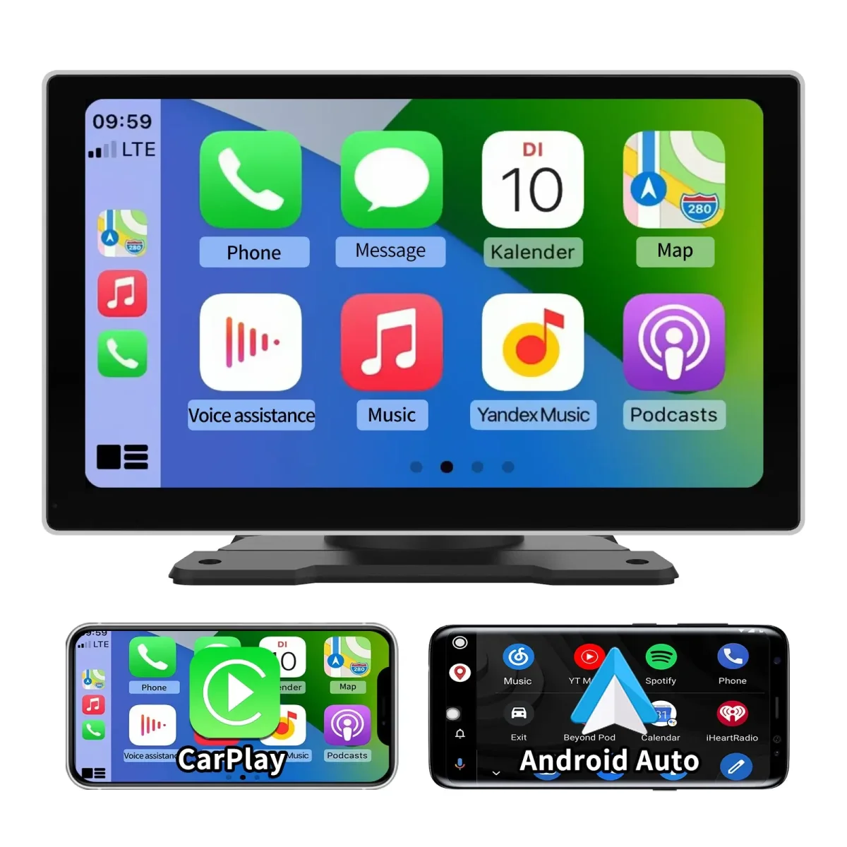 AWESAFE 9 Inch Wireless Carplay Android Auto Screen Car Stereo Radio, Portable Car Radio Receiver Compatible with Bluetooth Online GPS Navigation Voice Control