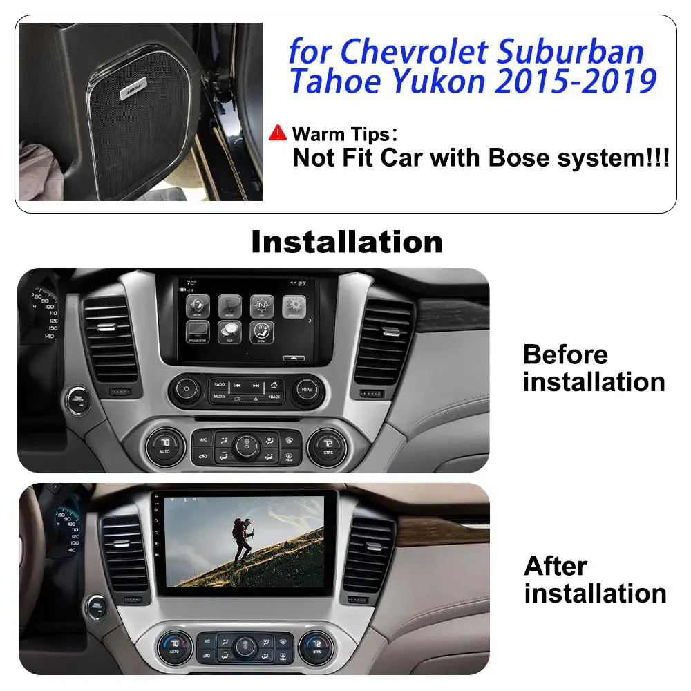 AWESAFE (2G+64G) Car Stereo 10.1 Inch Android 13 for Chevrolet Tahoe 2015-2019 | Wireless&Wired CarPlay & Android Auto, WiFi, GPS, Dual Bluetooth – Image 4