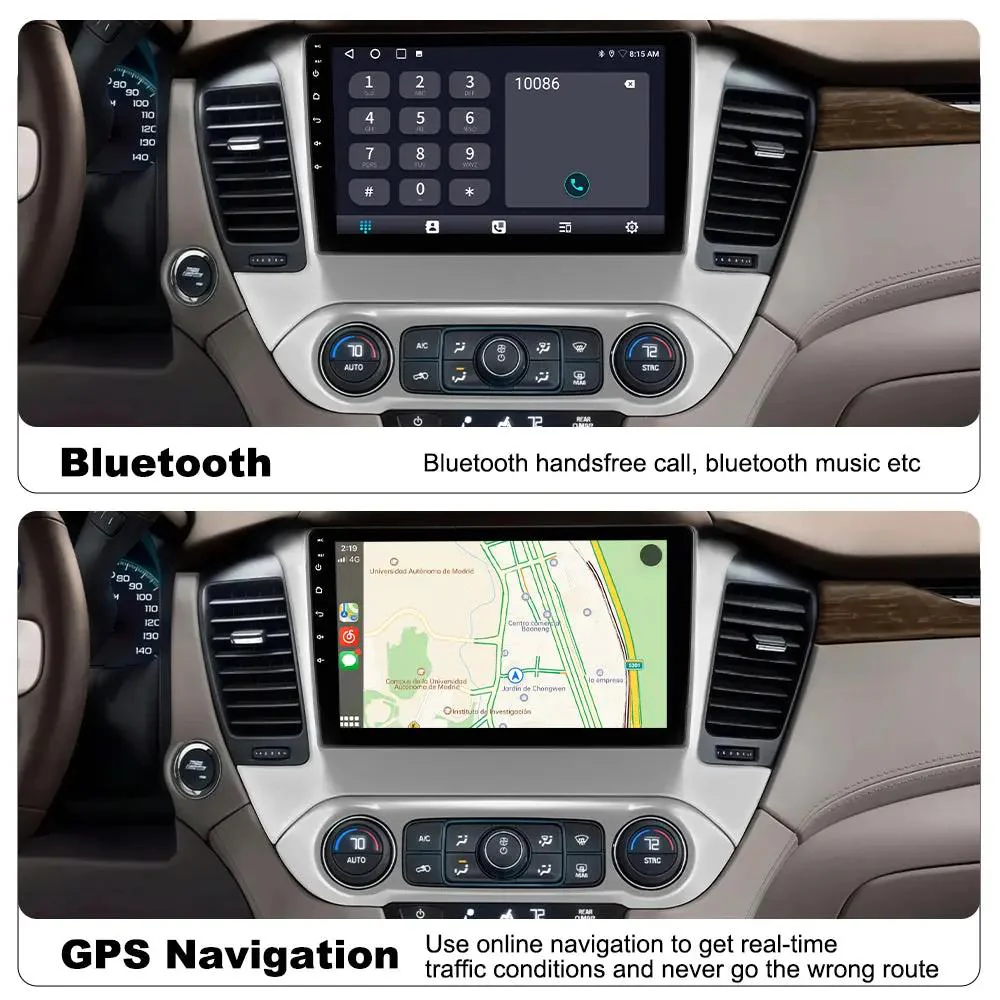 AWESAFE (2G+64G) Car Stereo 10.1 Inch Android 13 for Chevrolet Tahoe 2015-2019 | Wireless&Wired CarPlay & Android Auto, WiFi, GPS, Dual Bluetooth – Image 6