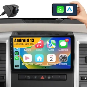 AWESAFE [4GB+64GB] for Dodge RAM 1500 2500 3500 Radio Upgrade 2009 2010 2011 2012, Touch Screen Car Stereo, Wireless CarPlay Android Auto, Free Camera