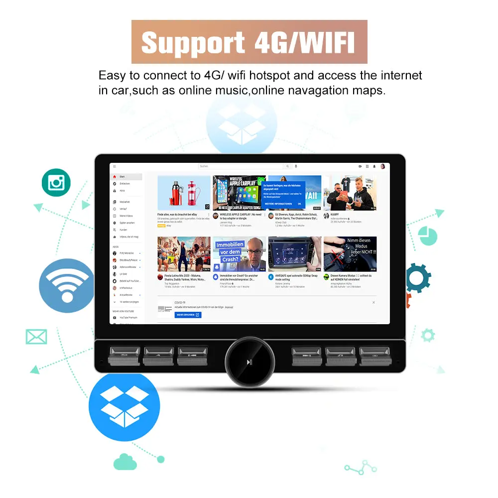 AWESAFE (4G+64G)Car Stereo for jeep Wrangler 2007-2018 & Dodge Ram 2009-2012,10.6 inch Qualcomm 8-Core Android 13 Touchscreen Radio with Key and Knob,Carpaly & Android Auto,DSP,Dual Bluetooth – Image 4