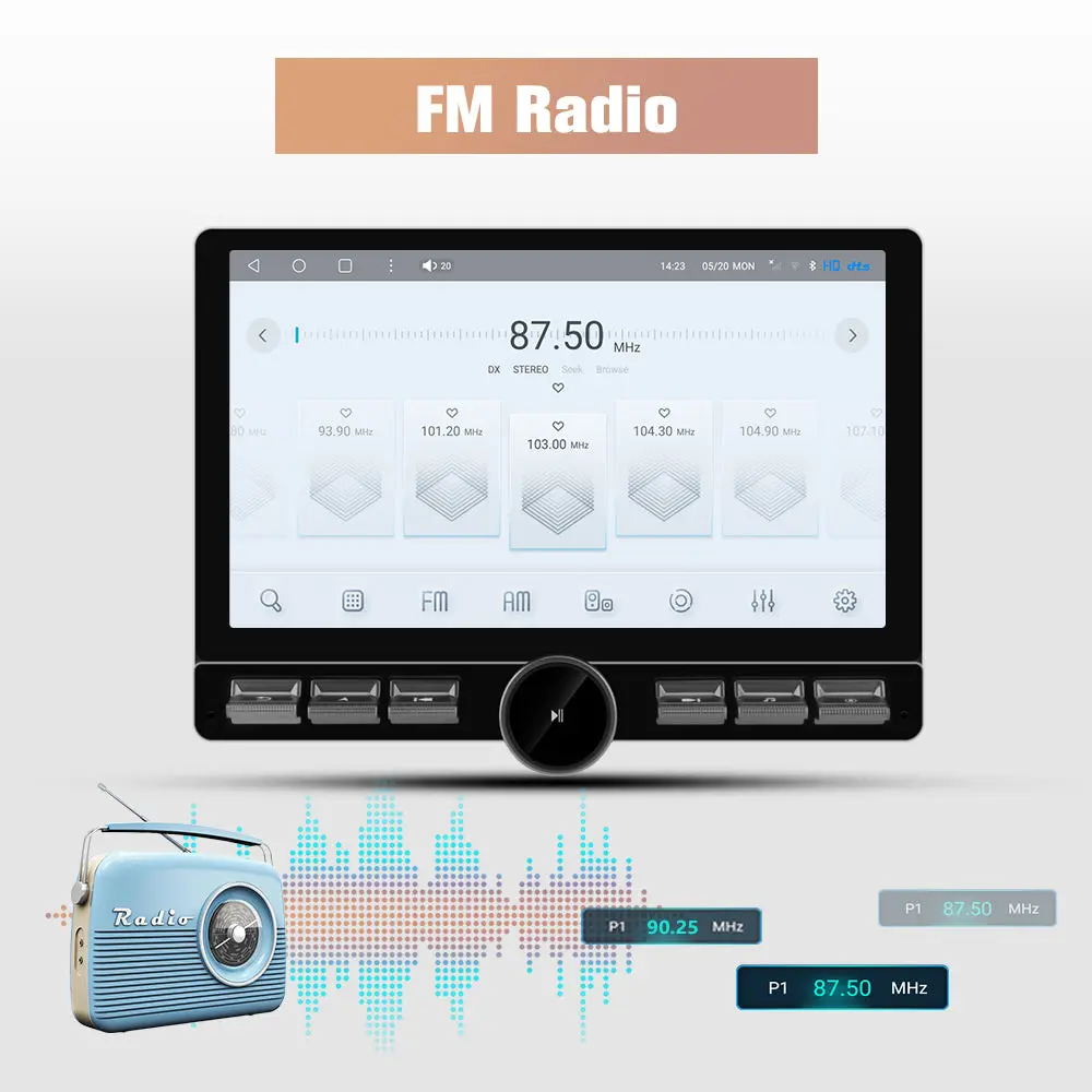 AWESAFE (4G+64G)Car Stereo for jeep Wrangler 2007-2018 & Dodge Ram 2009-2012,10.6 inch Qualcomm 8-Core Android 13 Touchscreen Radio with Key and Knob,Carpaly & Android Auto,DSP,Dual Bluetooth – Image 6