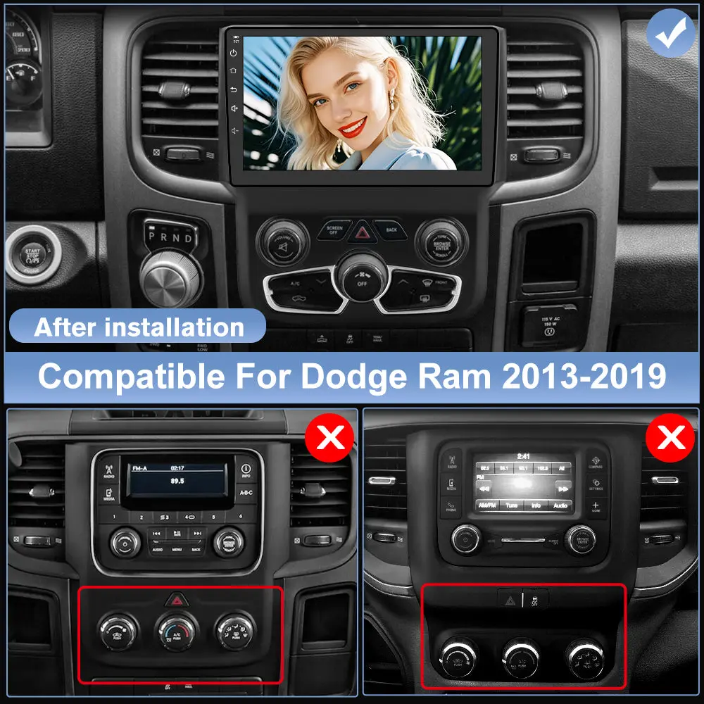 AWESAFE (4+64G) 8 Core Car Radio Stereo for Dodge Ram 2013-2019 1500 2500 3500 (Only fit Automatic AC)Built in Carplay/Android Auto 9 inch with DSP BT GPS FM WiFi – Image 3