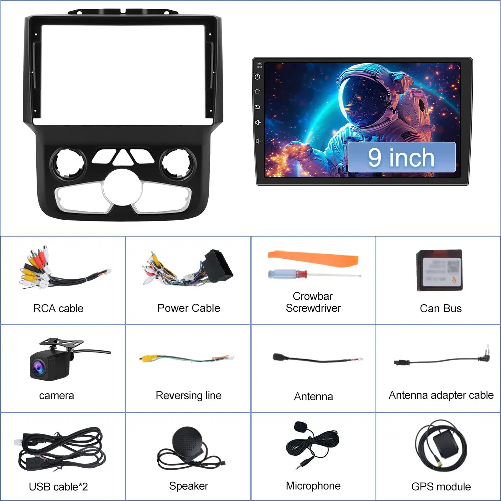 AWESAFE (4+64G) 8 Core Car Radio Stereo for Dodge Ram 2013-2019 1500 2500 3500 (Only fit Automatic AC)Built in Carplay/Android Auto 9 inch with DSP BT GPS FM WiFi – Image 9