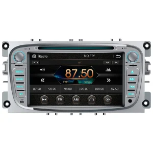 AWESAFE 7 Zoll  Autoradio für Ford Focus Mondeo S-Max C-Max Galaxy, Doppel Din Radio mit Navi unterstützt Lenkrad Bedienung Bluetooth Mirrorlink CD DVD FM AM RDS - Silber