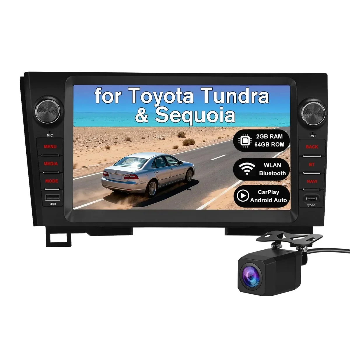 AWESFE Android 13 2GB+64GB Car Radio for Toyota Tundra 2007-2013 & Sequoia 2008-2018, 10" Touch Screen Upgrade with Wireless Carplay & Android Auto/DSP/Bluetooth/GPS/FM/AM/BackCamera