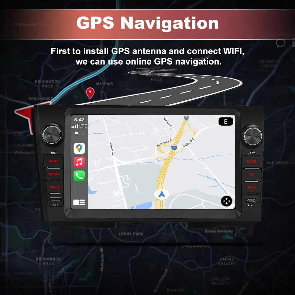 AWESFE Android 13 2GB+64GB Car Radio for Toyota Tundra 2007-2013 & Sequoia 2008-2018, 10" Touch Screen Upgrade with Wireless Carplay & Android Auto/DSP/Bluetooth/GPS/FM/AM/BackCamera – Image 6