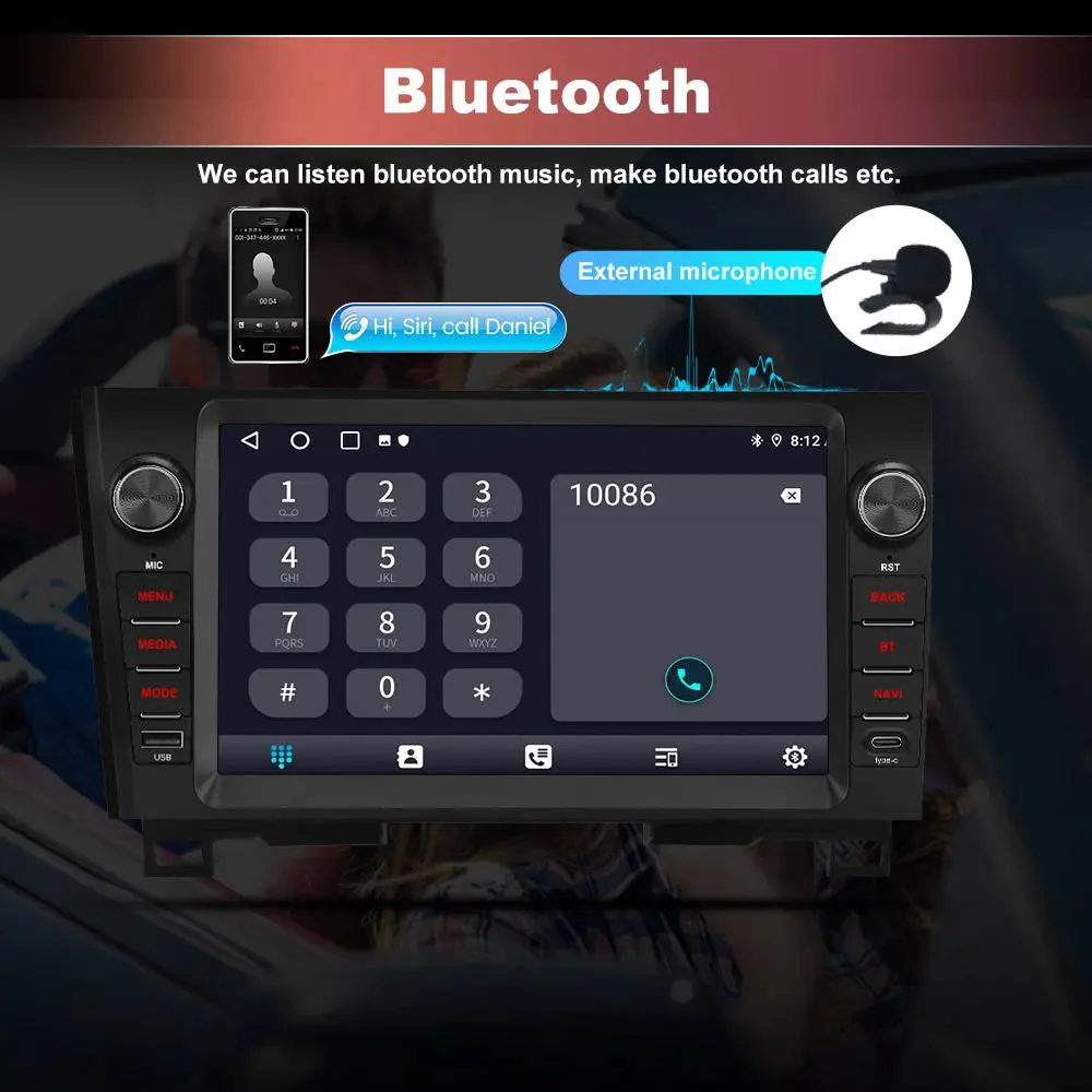 AWESFE Android 13 2GB+64GB Car Radio for Toyota Tundra 2007-2013 & Sequoia 2008-2018, 10" Touch Screen Upgrade with Wireless Carplay & Android Auto/DSP/Bluetooth/GPS/FM/AM/BackCamera – Image 7