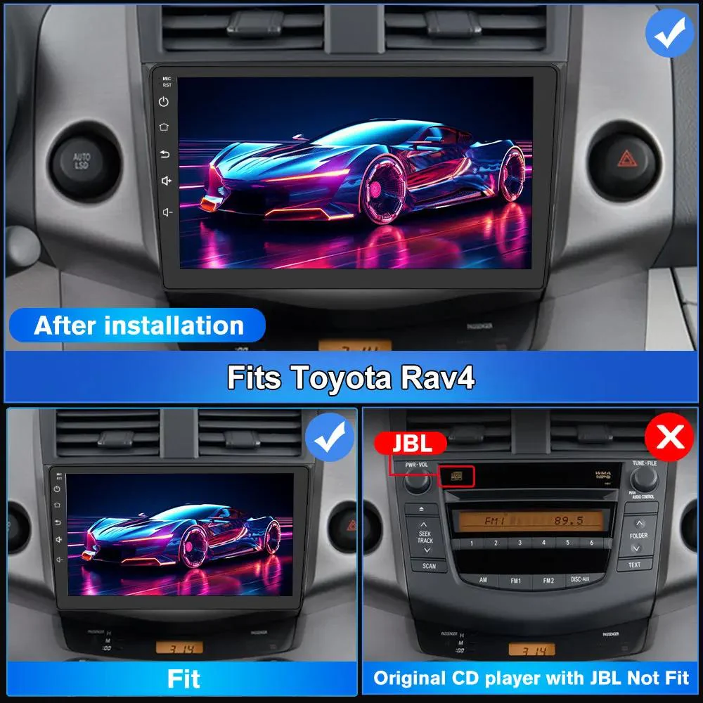 AWESFE Android 13 Touchscreen Car Radio Stereo for Toyota RAV4 2006-2012 with Reverse Camera ,Support for CarPlay/Android Auto Wireless/MirrorLink/Bluetooth/GPS/FM/AM – Image 3