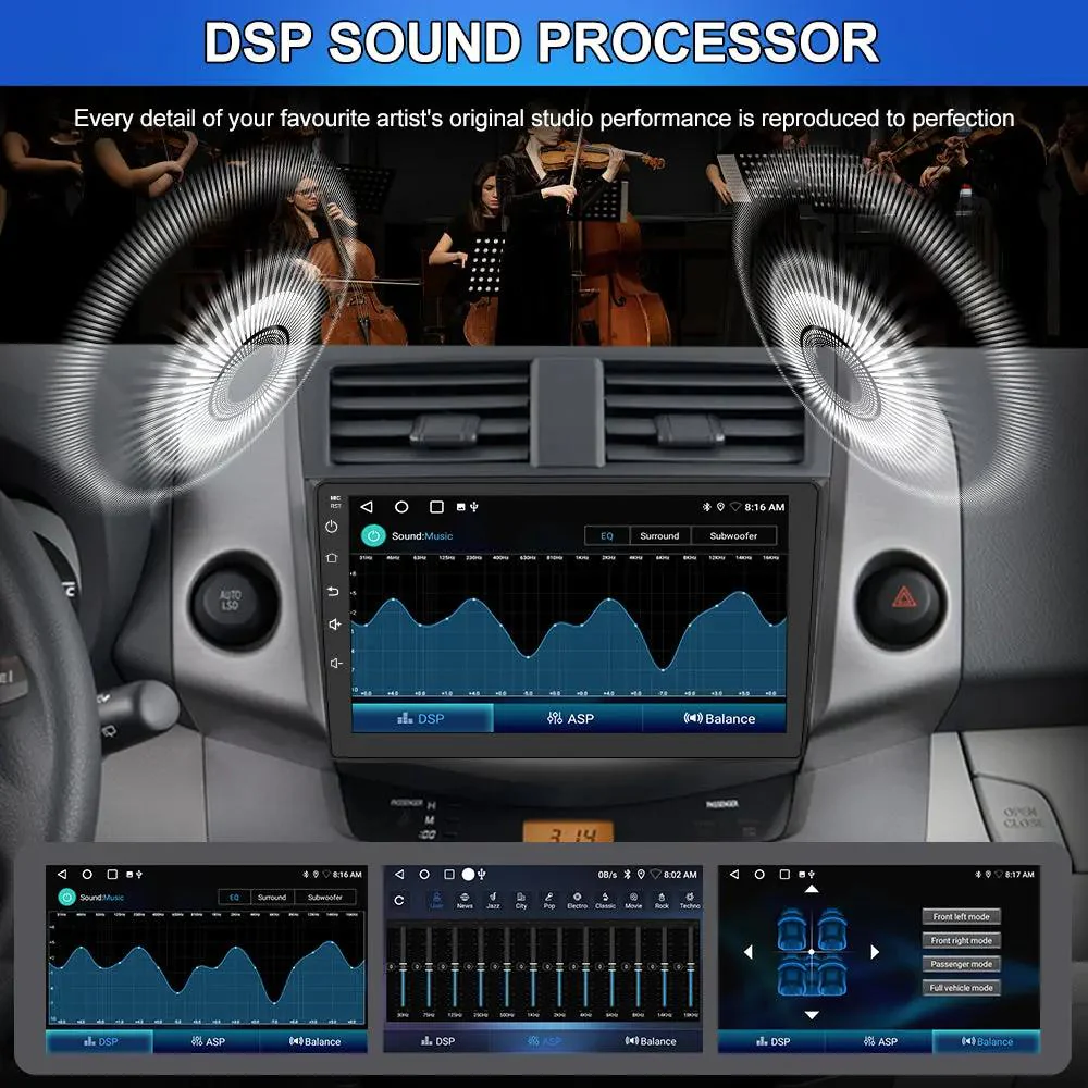 AWESFE Android 13 Touchscreen Car Radio Stereo for Toyota RAV4 2006-2012 with Reverse Camera ,Support for CarPlay/Android Auto Wireless/MirrorLink/Bluetooth/GPS/FM/AM – Image 6