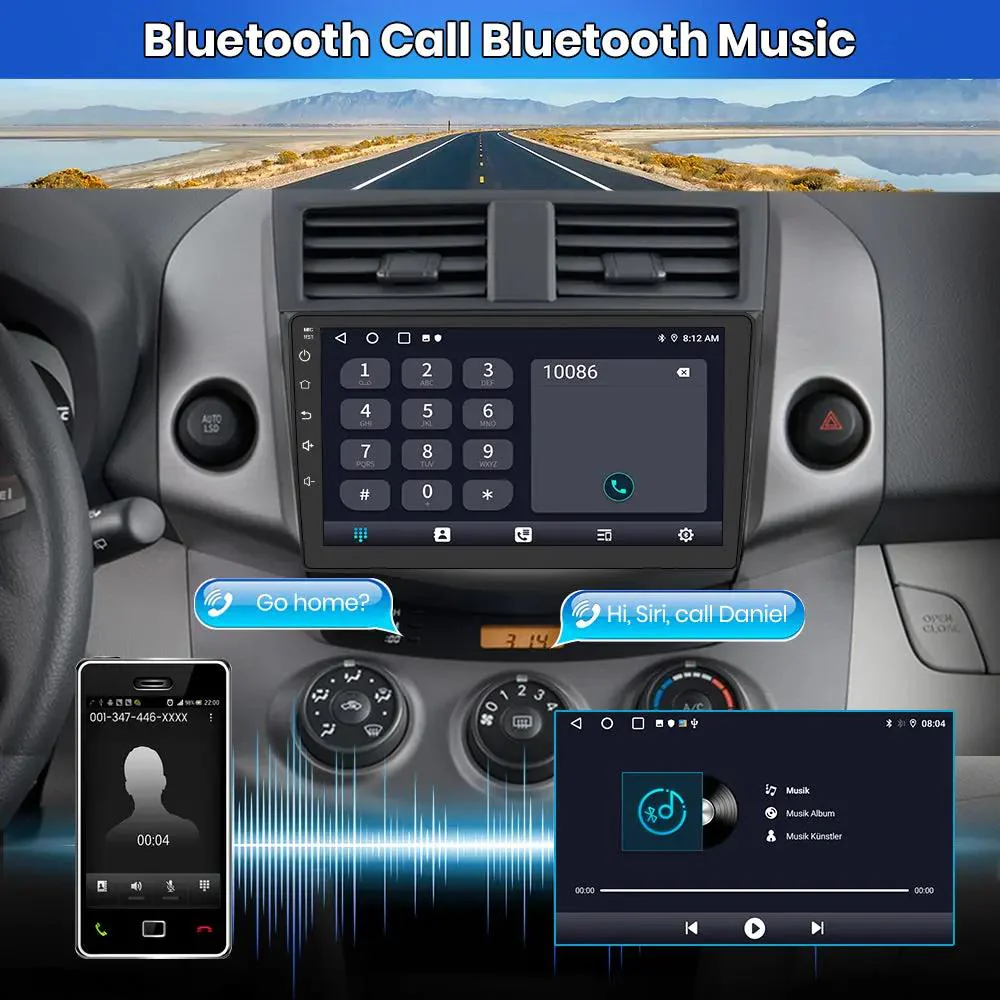 AWESFE Android 13 Touchscreen Car Radio Stereo for Toyota RAV4 2006-2012 with Reverse Camera ,Support for CarPlay/Android Auto Wireless/MirrorLink/Bluetooth/GPS/FM/AM – Image 7