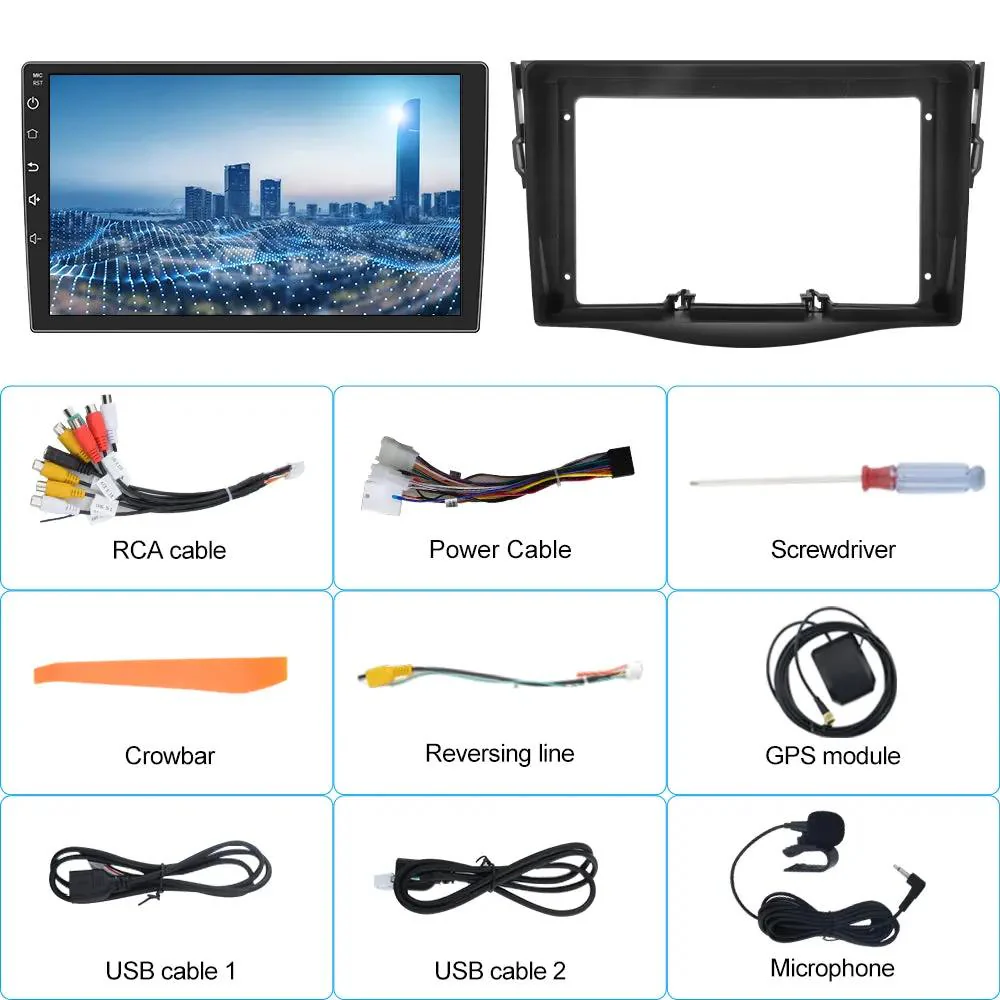 AWESFE Android 13 Touchscreen Car Radio Stereo for Toyota RAV4 2006-2012 with Reverse Camera ,Support for CarPlay/Android Auto Wireless/MirrorLink/Bluetooth/GPS/FM/AM – Image 8