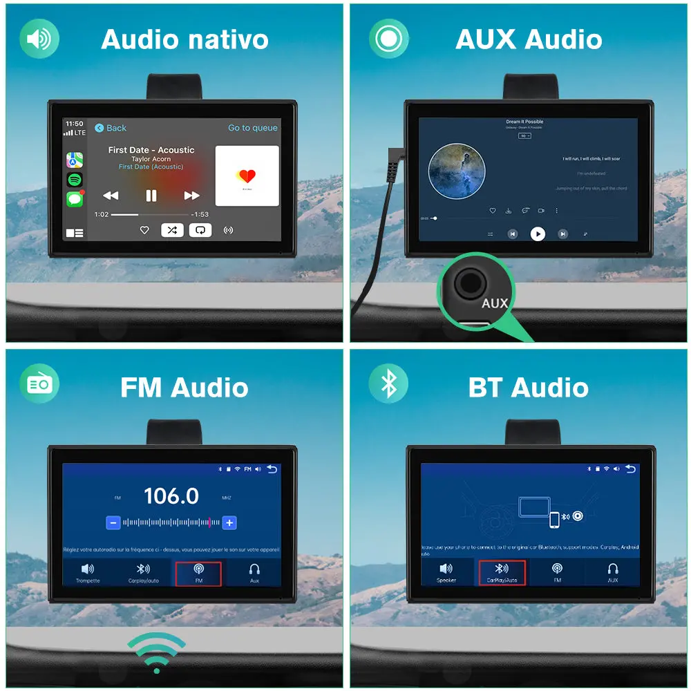 AWSAFE 9" coche inalámbrico Carplay y Android Auto, Soporte Pantalla Horizontal y Vertical, Navegación en Directo, Control por Voz, Mirror Link,7-32V Compatible con varios modelos de vehiculos – Image 5