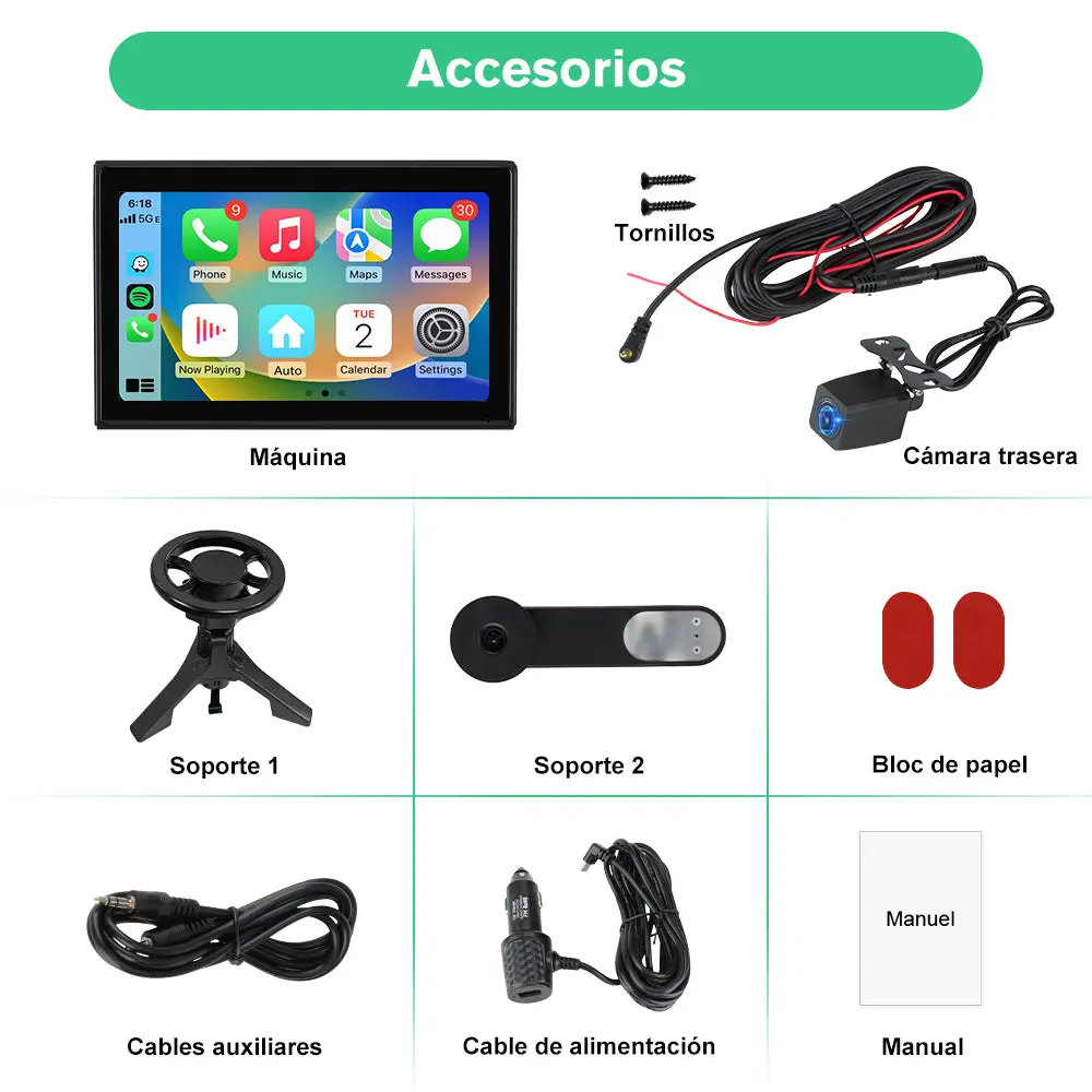 AWSAFE 9" coche inalámbrico Carplay y Android Auto, Soporte Pantalla Horizontal y Vertical, Navegación en Directo, Control por Voz, Mirror Link,7-32V Compatible con varios modelos de vehiculos – Image 8