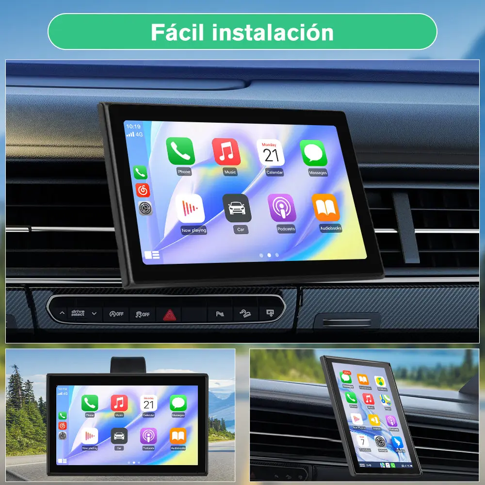 AWSAFE 9" coche inalámbrico Carplay y Android Auto, Soporte Pantalla Horizontal y Vertical, Navegación en Directo, Control por Voz, Mirror Link,7-32V Compatible con varios modelos de vehiculos – Image 9