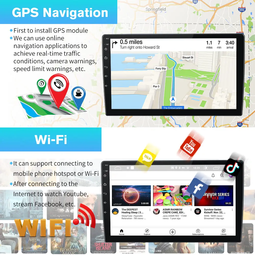 Android 13 10.1 inch Car Radio for Chevy/Chevrolet/GMC 2007-2014,4+64GB,with Bluetooth, DSP, GPS,Wireless CarPlay & Android Auto – Image 4